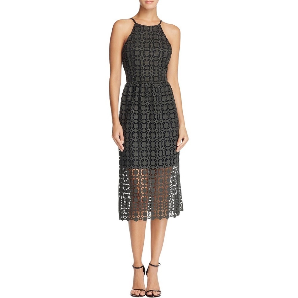 Aqua Black Lace Backless Dress